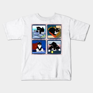 Cute Tuxedo Cat a patchwork kitty image  Copyright TeAnne Kids T-Shirt